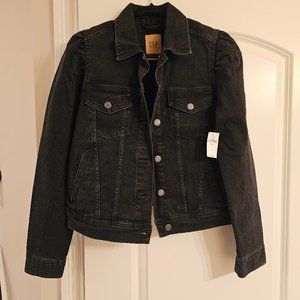Gap, black, puff sleeve denim jacket